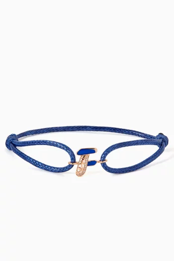 Retro Diamond Bracelet in 18K Rose Gold with Royal Blue Enamel & Thread Letter-F:Navy:No Size|218806805