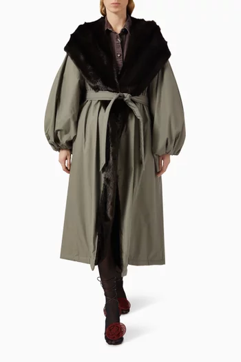 Faux-fur Hooded Coat in Cotton