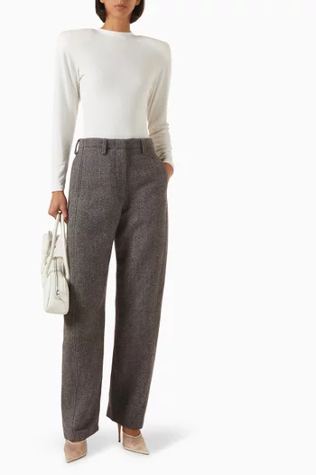 Herringbone Wide-leg Pants