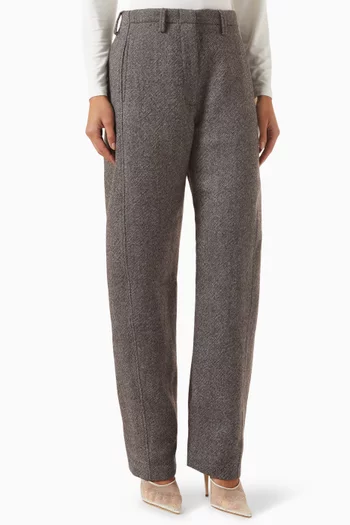 Herringbone Wide-leg Pants