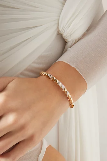 Small Ecailles Diamond Bangle in 14kt Gold