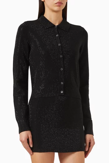 Hotfix Crystals Polo Cardigan