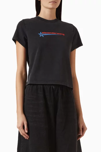 Crystal Hotfix Star Cropped T-shirt in Jersey