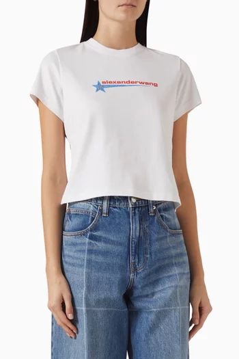 Crystal Hotfix Star Cropped T-shirt in Jersey