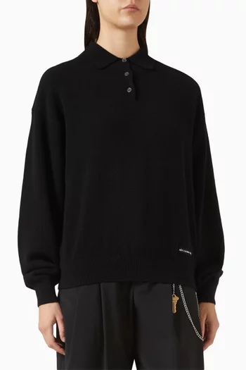 Logo Polo in Wool Blend