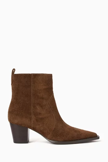 Zip Ankle Boots in Suede
