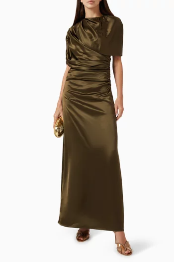 Cassia Detachable Cape Maxi Dress