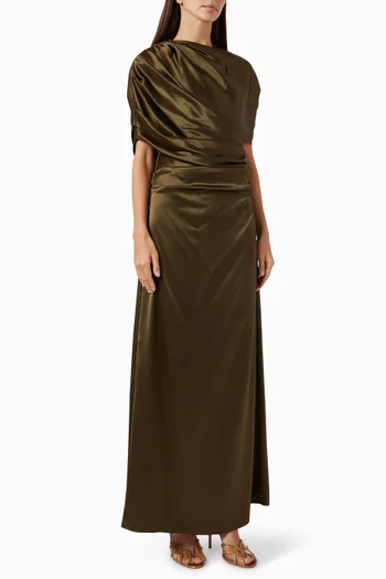 Cassia Detachable Cape Maxi Dress