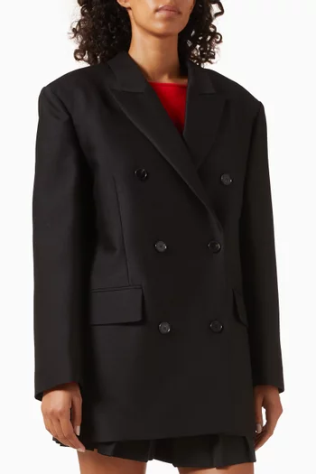 جاكيت بصفي أزرار حرير وصوف