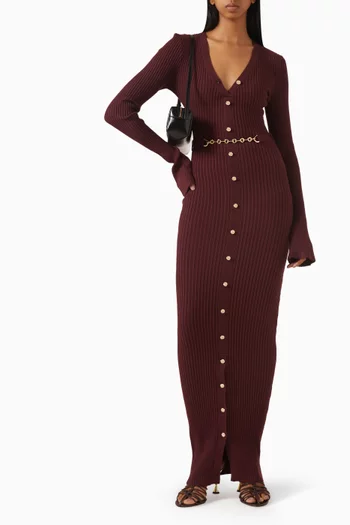 Assia Chain Belt Maxi Dress in Knit