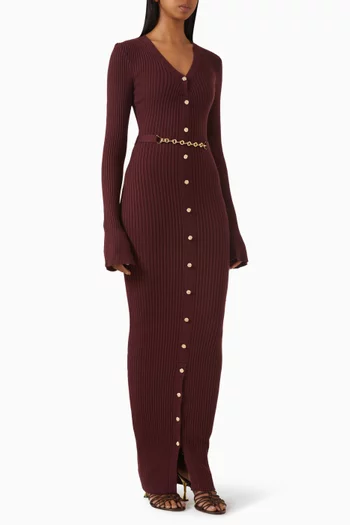 Assia Chain Belt Maxi Dress in Knit