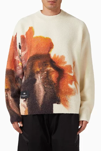 سترة بطبعة بالكامل مزيج صوف