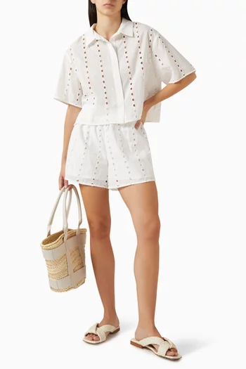 Kam Broderie Anglaise Shorts