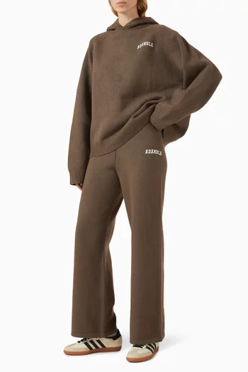 بنطال رياضي بتصميم جامعي وقصة ساق مستقيمة نسيج