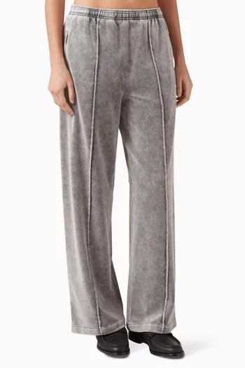 بنطال بقصة ساق واسعة ومقوسة مزيج قطن