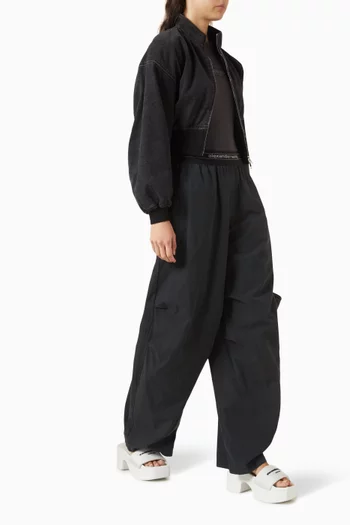 جاكيت قصير بياقة عالية مزيج قطن