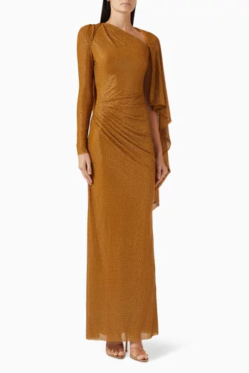 Rhinestone-embellished Draped Maxi Dress