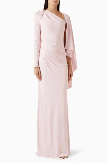 Rhinestone-embellished Draped Maxi Dress