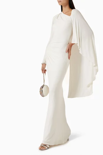 Rhinestone-embellished Draped Maxi Dress