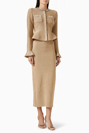 Crystal-trim Midi Dress in Knit