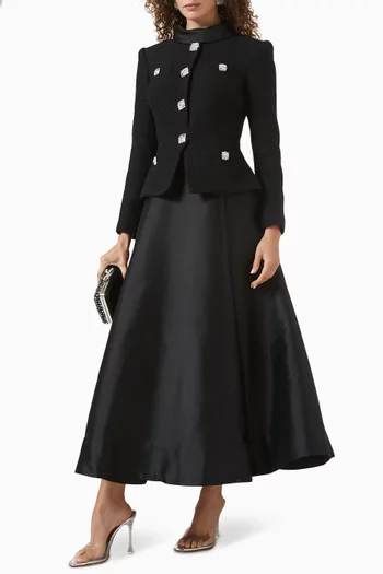 Boucle Taffeta Midi Dress