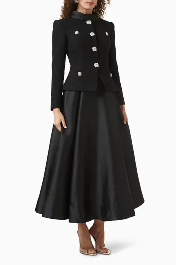 Boucle Taffeta Midi Dress