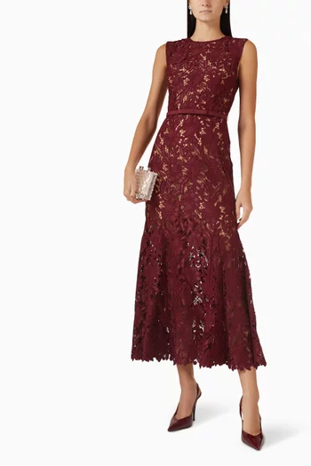 Midi Dress in Guipure Lace