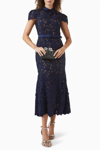 Midi Dress in Guipure Lace