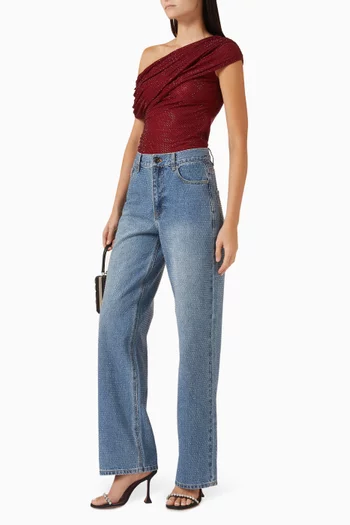 بلوزة بدرابيه وتطريزات بأحجار الراين دانتيل