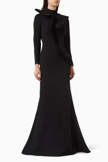 فستان سهرة بقصة غير متماثلة بطيّات كريب