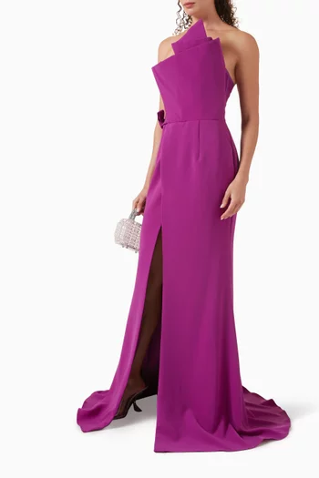 One-shoulder Train Gown in Crepe