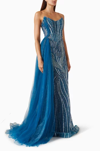 Bead-embroidered Gown in Tulle