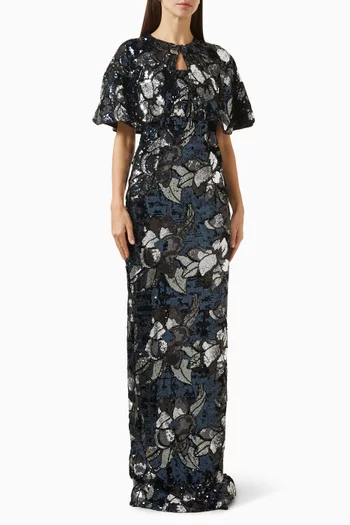 فستان وكاب بتطريزات بالترتر