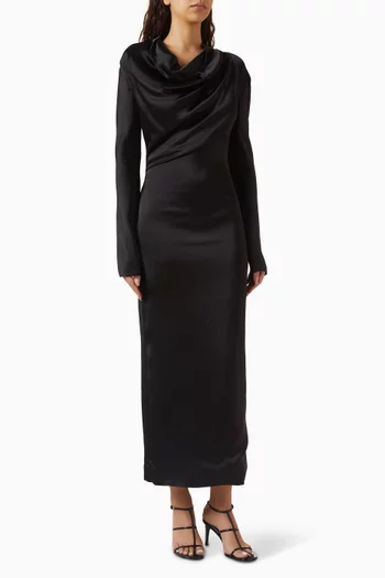 فستان ميريل بفتحة رقبة مطوية