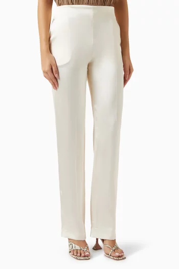 بنطال بياتا بقصة ساق مستقيمة مزيج فيسكوز