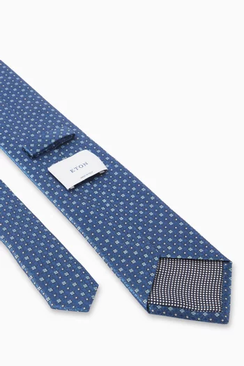 Micro Floral-print Tie in Woven-silk