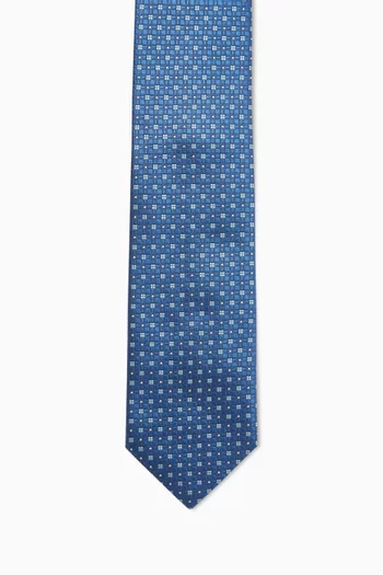 Micro Floral-print Tie in Woven-silk