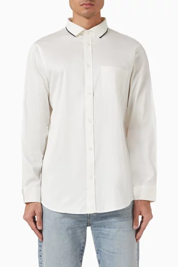 Contrast-trim Collar Shirt in Cotton