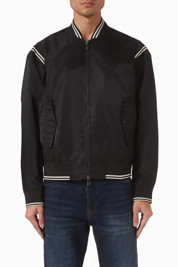 Contrast-trims Zip-up Jacket in Satin-Nylon