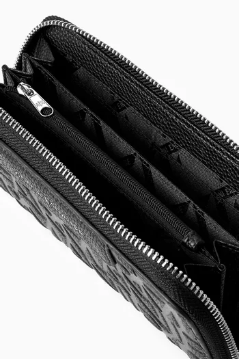 Logo Zip Around Wallet in Faux Leather
