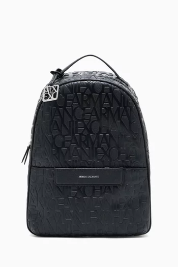 Logo Backpack in Faux Leather