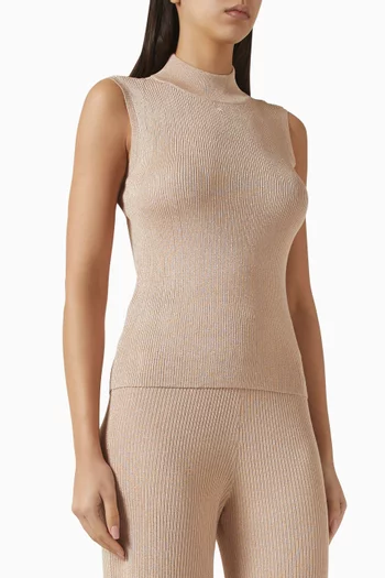 بلوزة منسوجة بلا أكمام قماش معالج