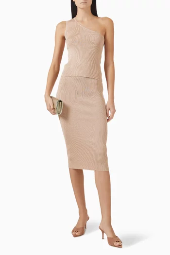 تنورة متوسطة الطول بشعار AX قماش معالج