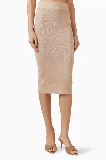 تنورة متوسطة الطول بشعار AX قماش معالج