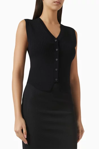 كارديغان بلا أكمام وفتحة رقبة على شكل حرف V‏ 