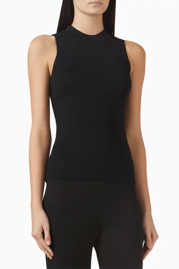 Sleeveless Knit Top in Technical Fabric