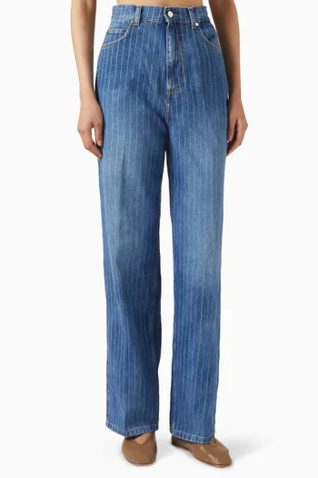 Striped Pants in Denim