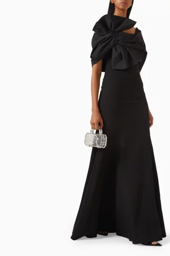 Bow Bodice Flared Maxi Dress