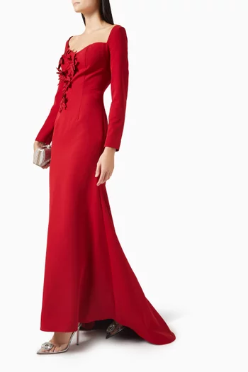 3D Floral-applique Gown