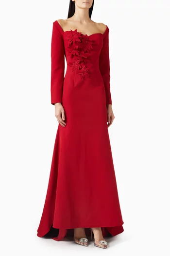 3D Floral-applique Gown